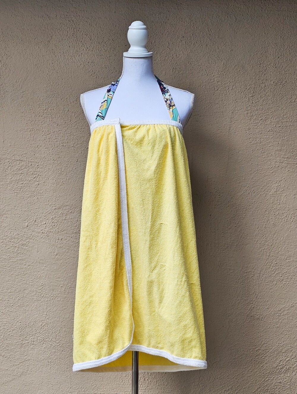 Yellow Terry Cloth Bathing Suite Cover Up W/ Velcro Tab Closure OS S/M-XL